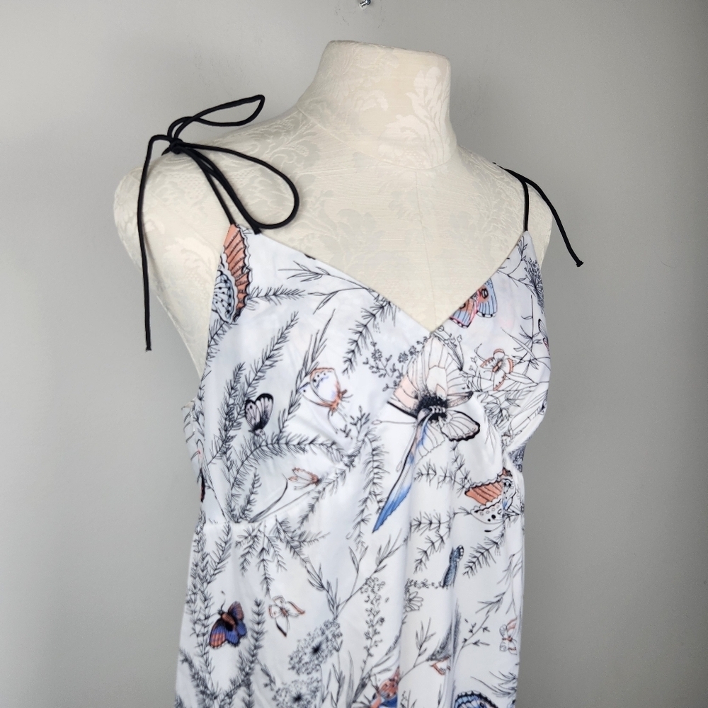 Y2K Style Slip Butterfly Dress Size M Butterfly Babydoll Midi Softgirl Coquette